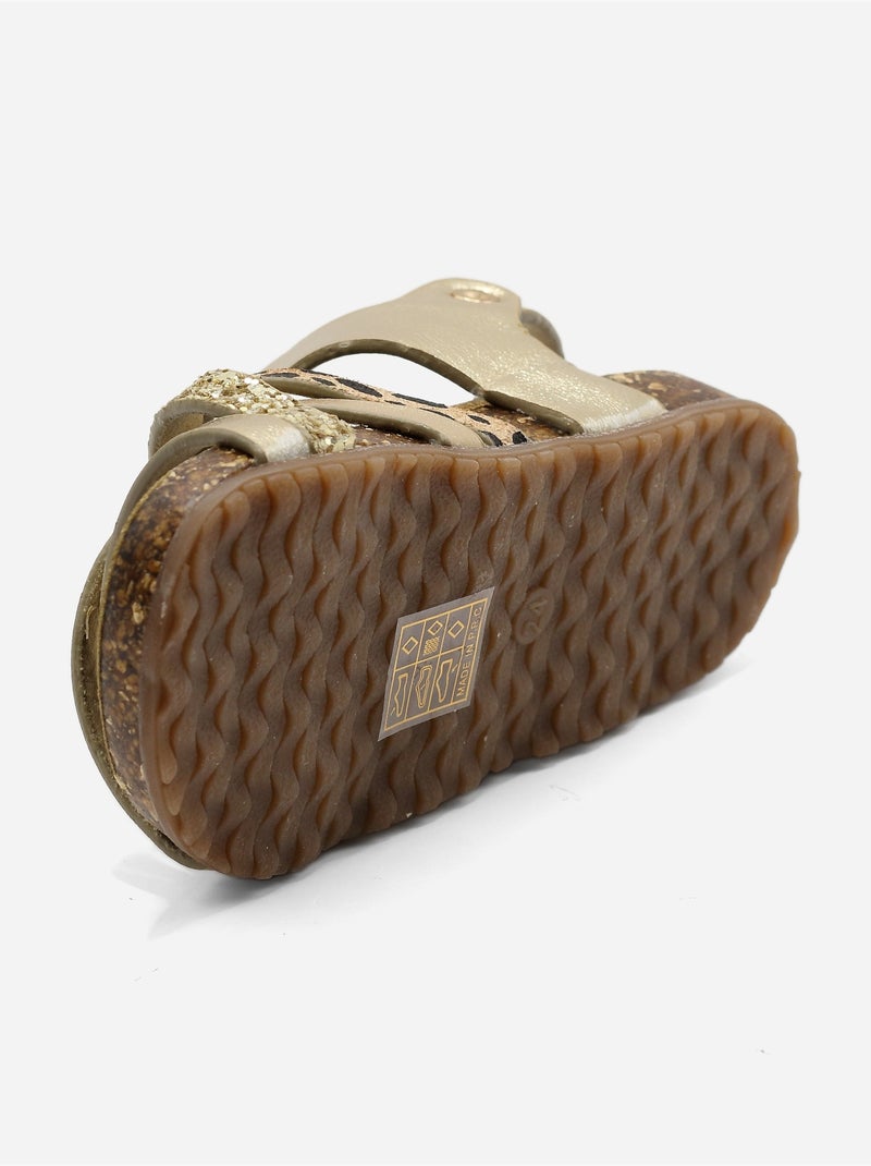Sandalen met gekruiste bandjes Goud/Goudkleurig - Kiabi