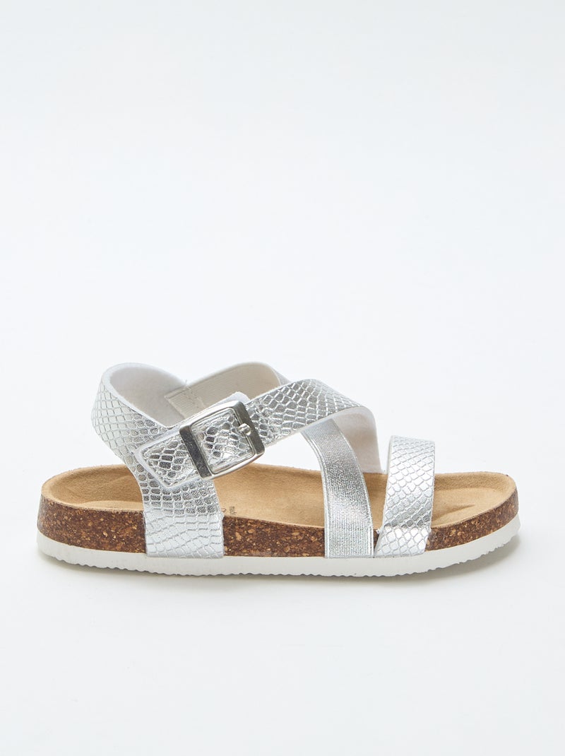 Sandalen met gekruiste bandjes Grijs - Kiabi