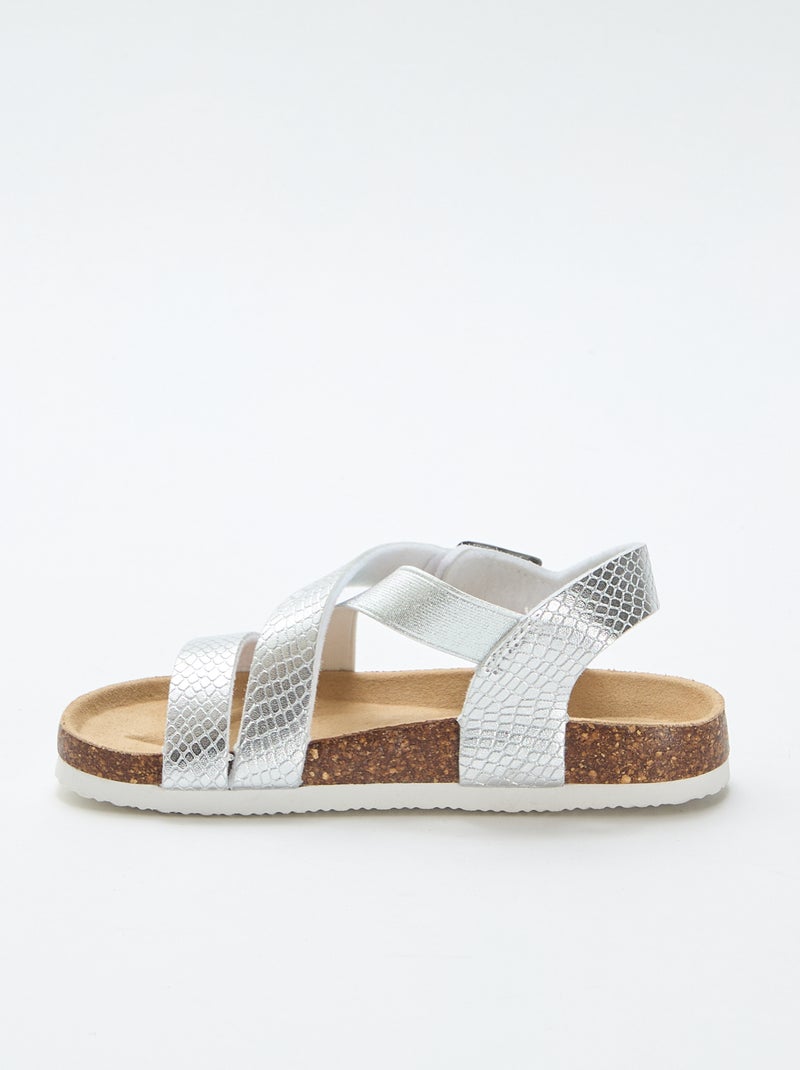 Sandalen met gekruiste bandjes Grijs - Kiabi