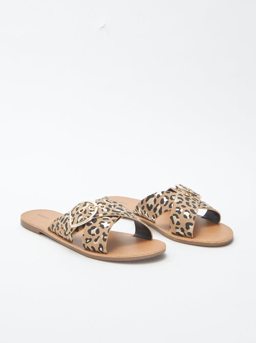 Sandalen met gekruiste bandjes met print - Kiabi
