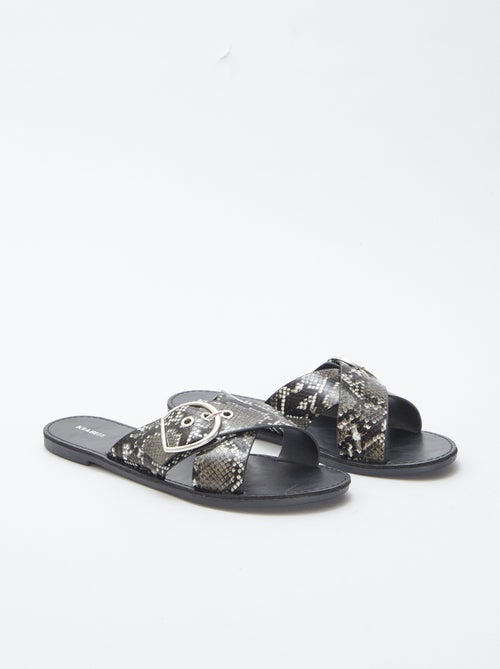 Sandalen met gekruiste bandjes met print - Kiabi