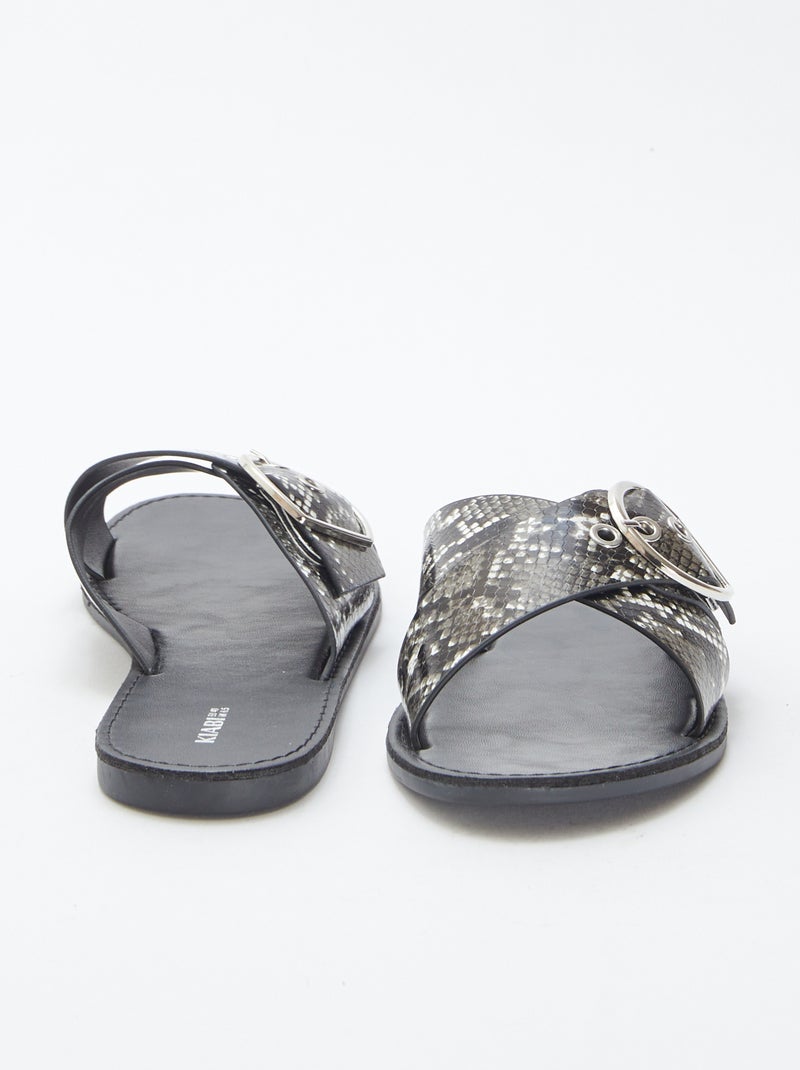 Sandalen met gekruiste bandjes met print GRIJS - Kiabi
