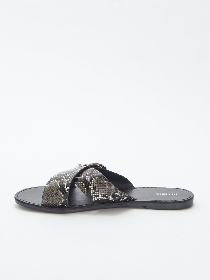 Sandalen met gekruiste bandjes met print GRIJS - Kiabi