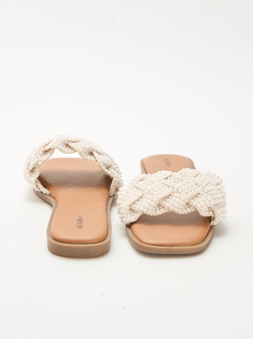 Sandalen met gevlochten bandjes en parels - Kiabi