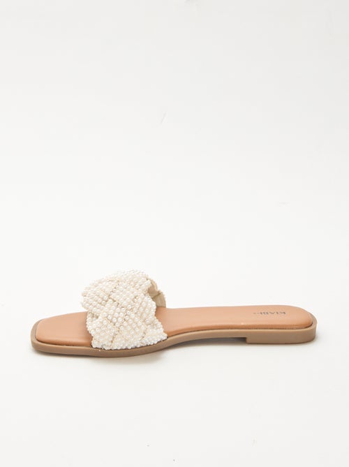 Sandalen met gevlochten bandjes en parels - Kiabi