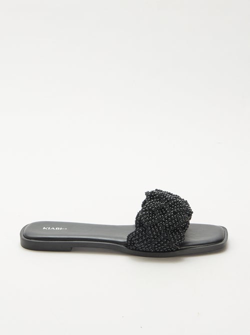 Sandalen met gevlochten bandjes en parels - Kiabi