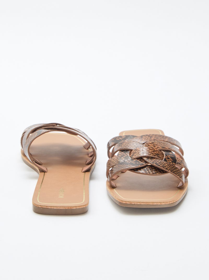 Sandalen met goudkleurige bandjes Bruin - Kiabi