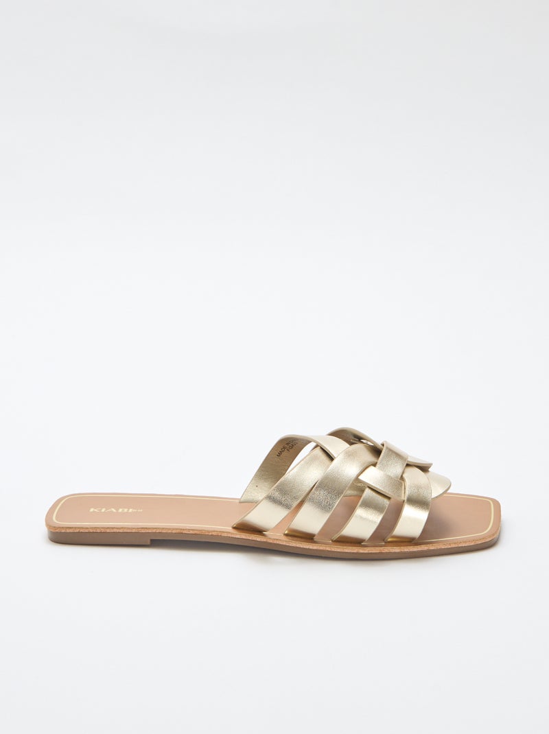 Sandalen met goudkleurige bandjes Geel - Kiabi