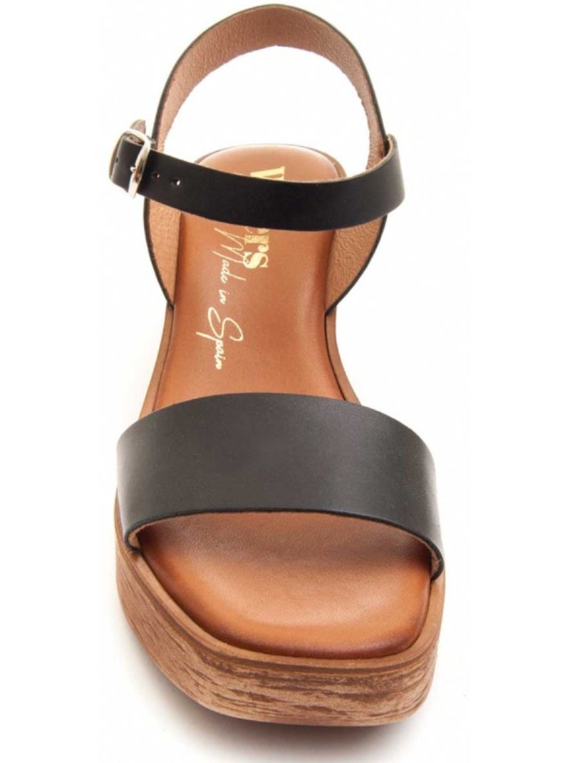 Sandalen Met Hak Pelle Naturale Wikers Zwart - Kiabi