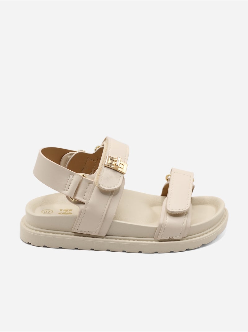 Sandalen met klittenband Beige - Kiabi