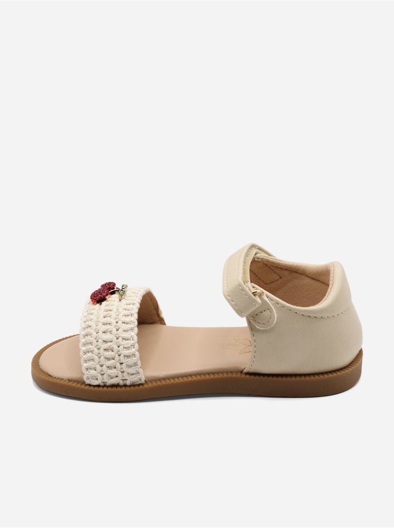 Sandalen met klittenband Beige - Kiabi