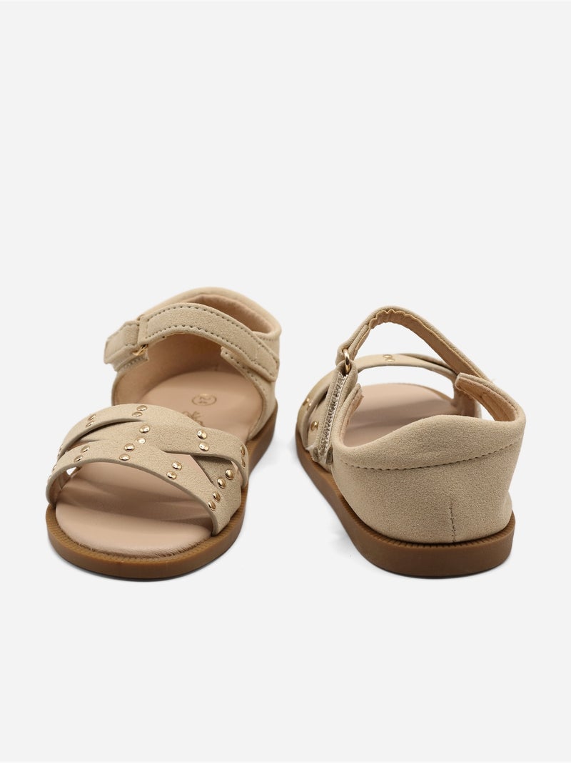 Sandalen met klittenband Beige - Kiabi