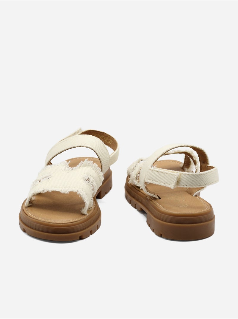 Sandalen met klittenband Beige - Kiabi