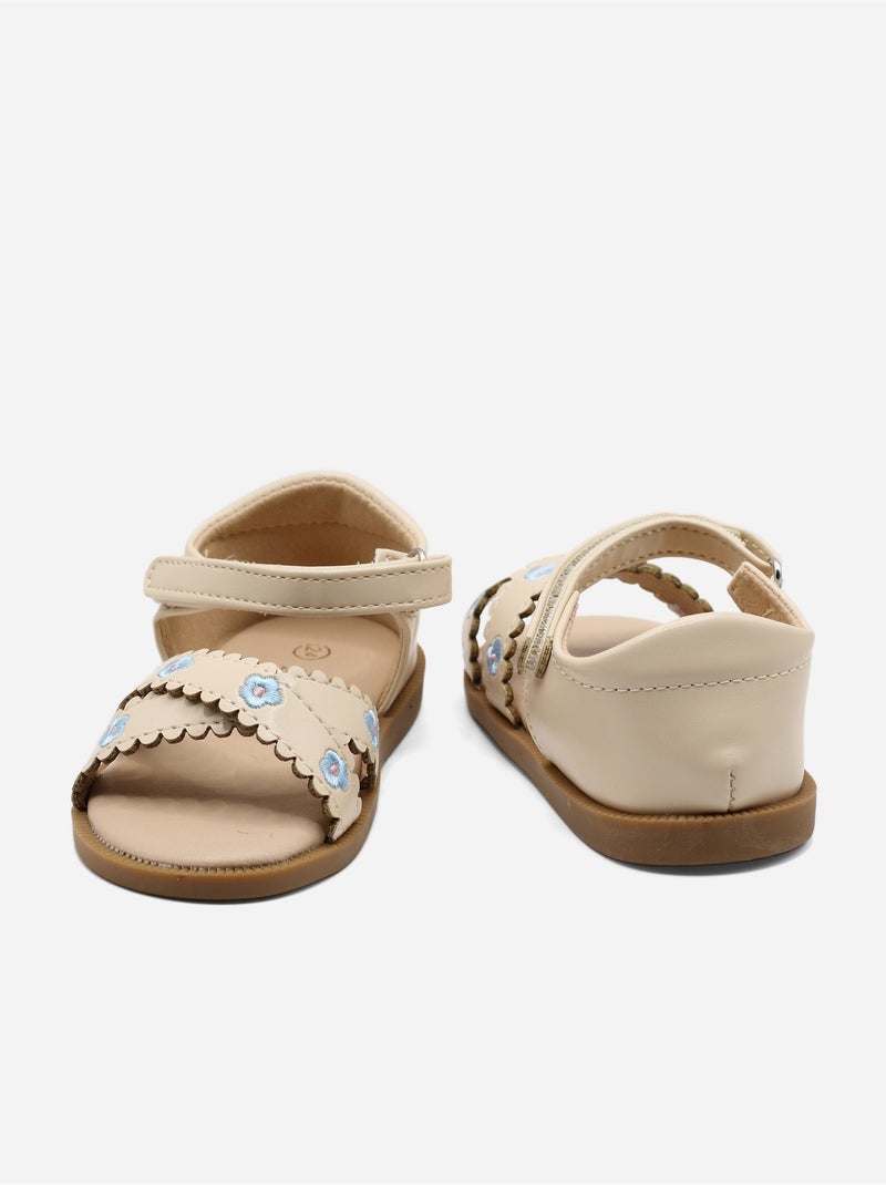 Sandalen met klittenband Beige - Kiabi