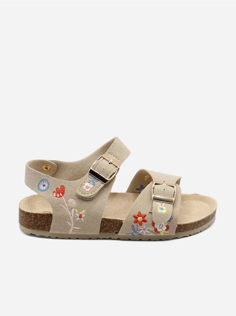 Sandalen met klittenband Beige - Kiabi