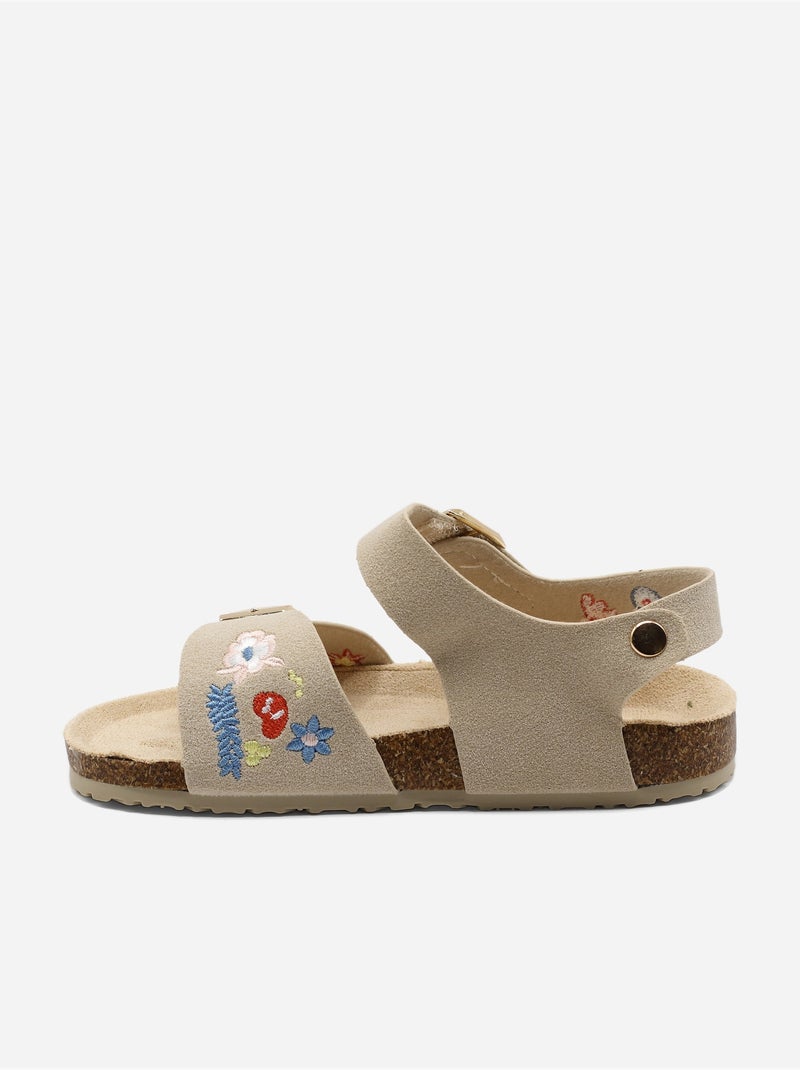 Sandalen met klittenband Beige - Kiabi