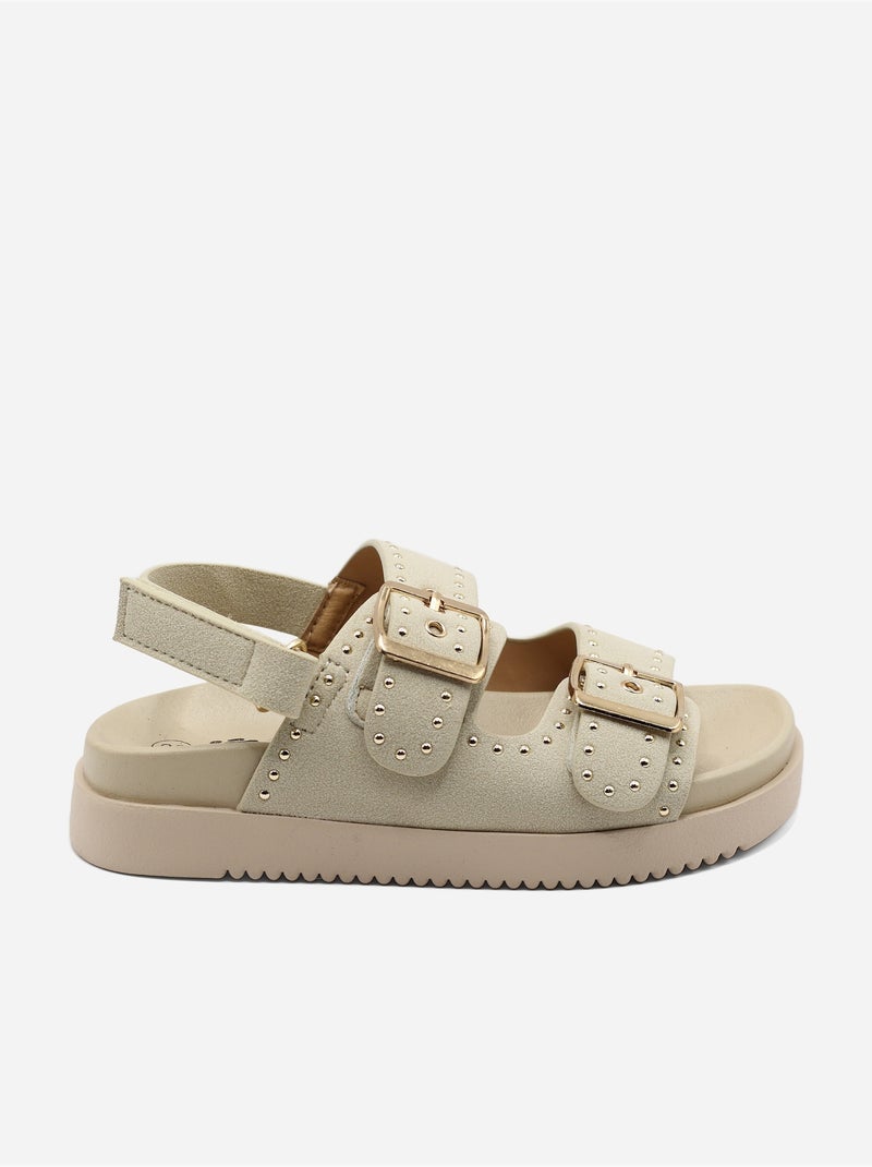 Sandalen met klittenband Beige - Kiabi