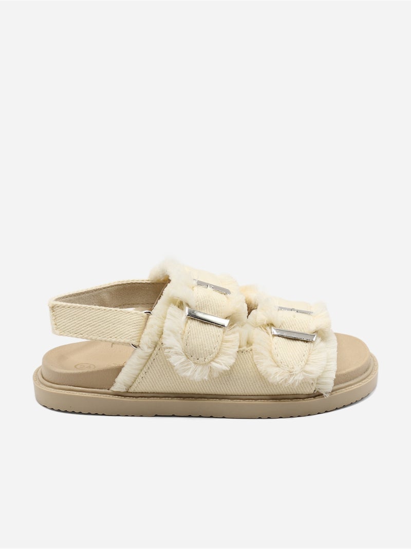 Sandalen met klittenband Beige - Kiabi