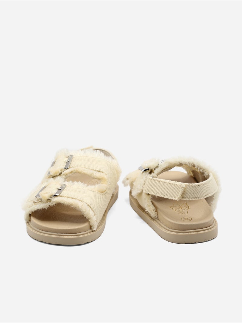 Sandalen met klittenband Beige - Kiabi
