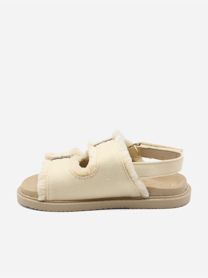 Sandalen met klittenband Beige - Kiabi