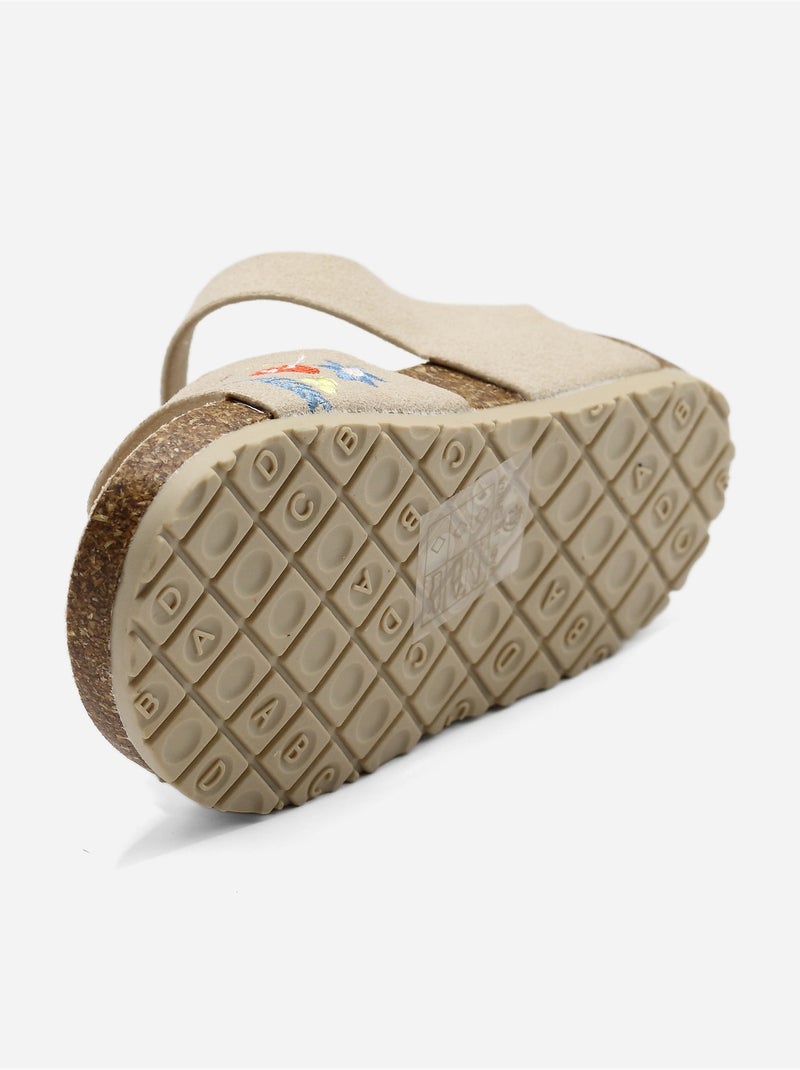 Sandalen met klittenband Beige - Kiabi