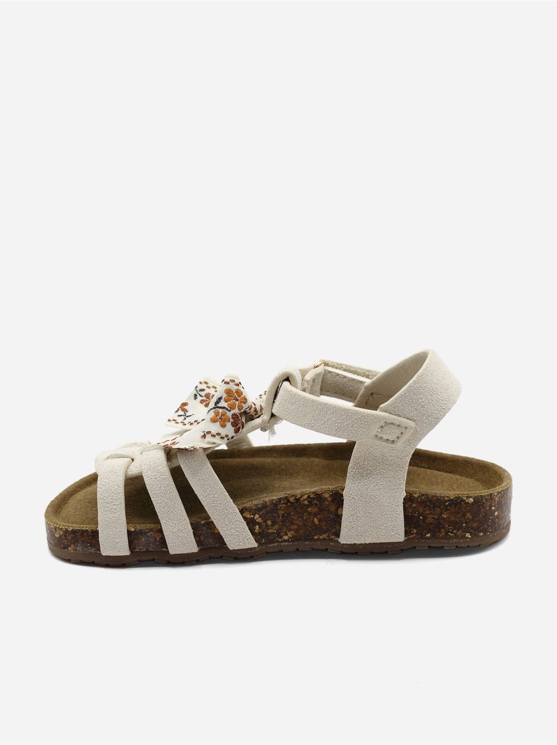 Sandalen met klittenband Beige - Kiabi