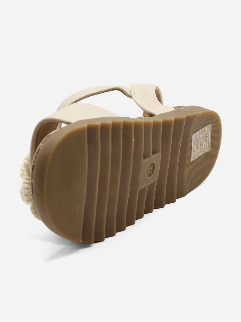 Sandalen met klittenband Beige - Kiabi