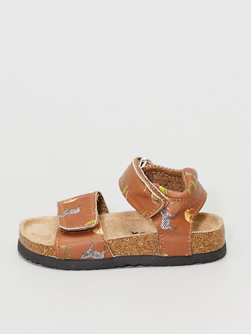 Sandalen met klittenband Beige - Kiabi