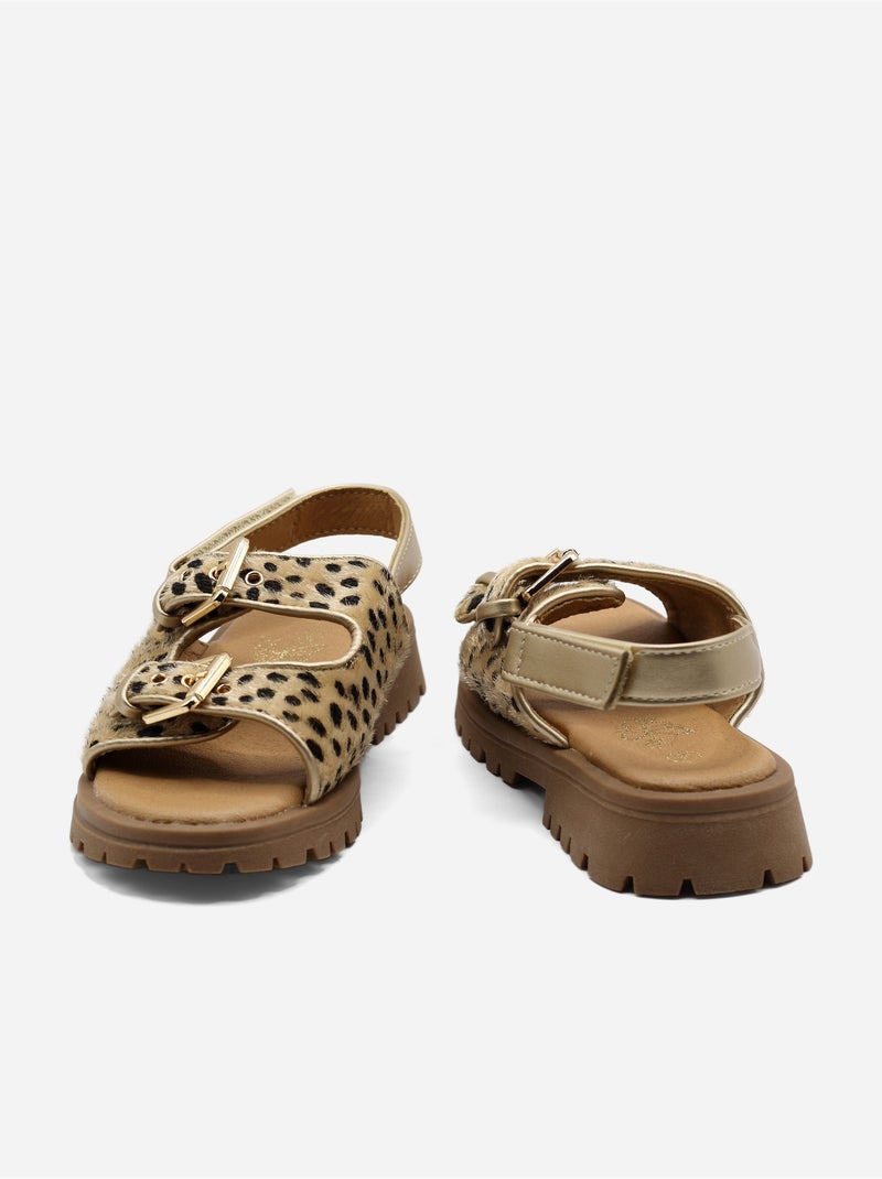 Sandalen met klittenband Beige/Zwart - Kiabi