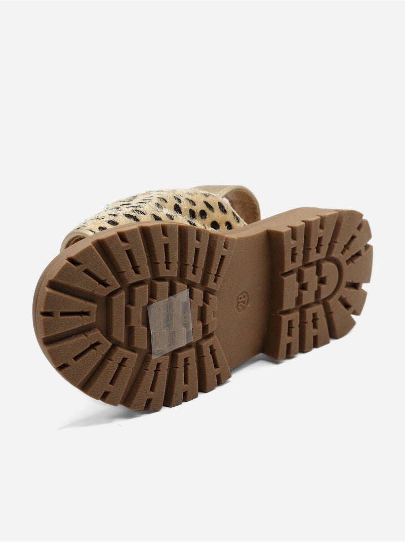 Sandalen met klittenband Beige/Zwart - Kiabi