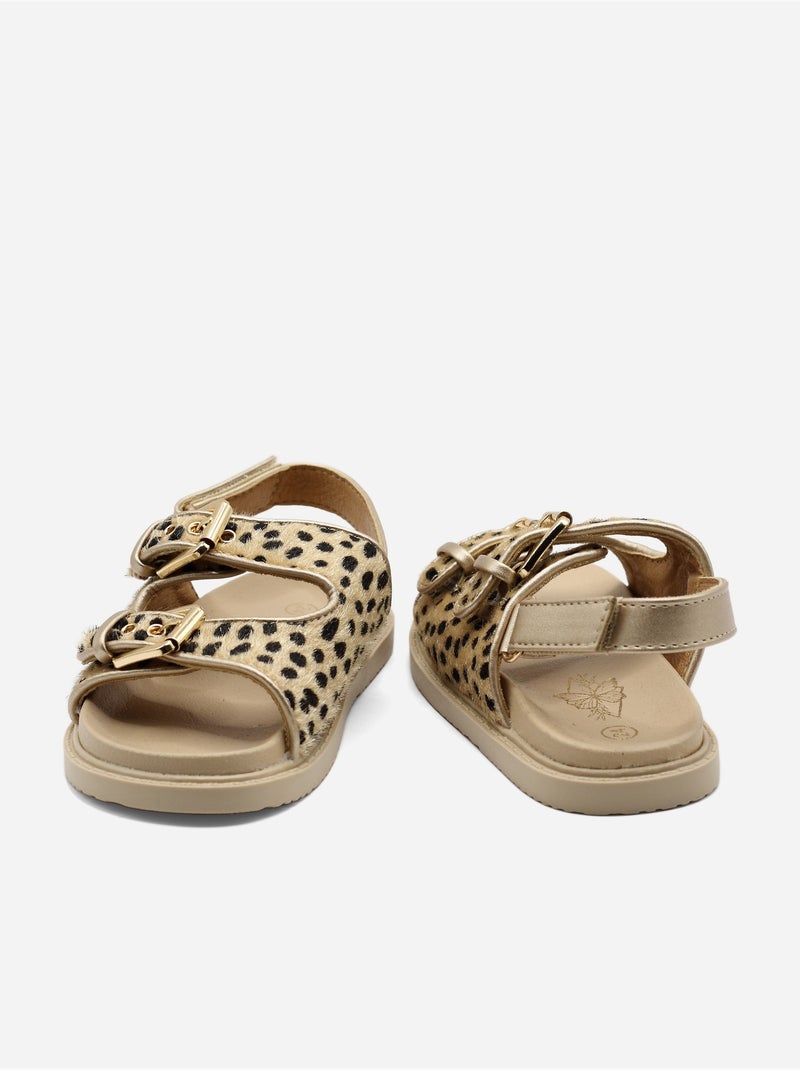 Sandalen met klittenband Beige/Zwart - Kiabi
