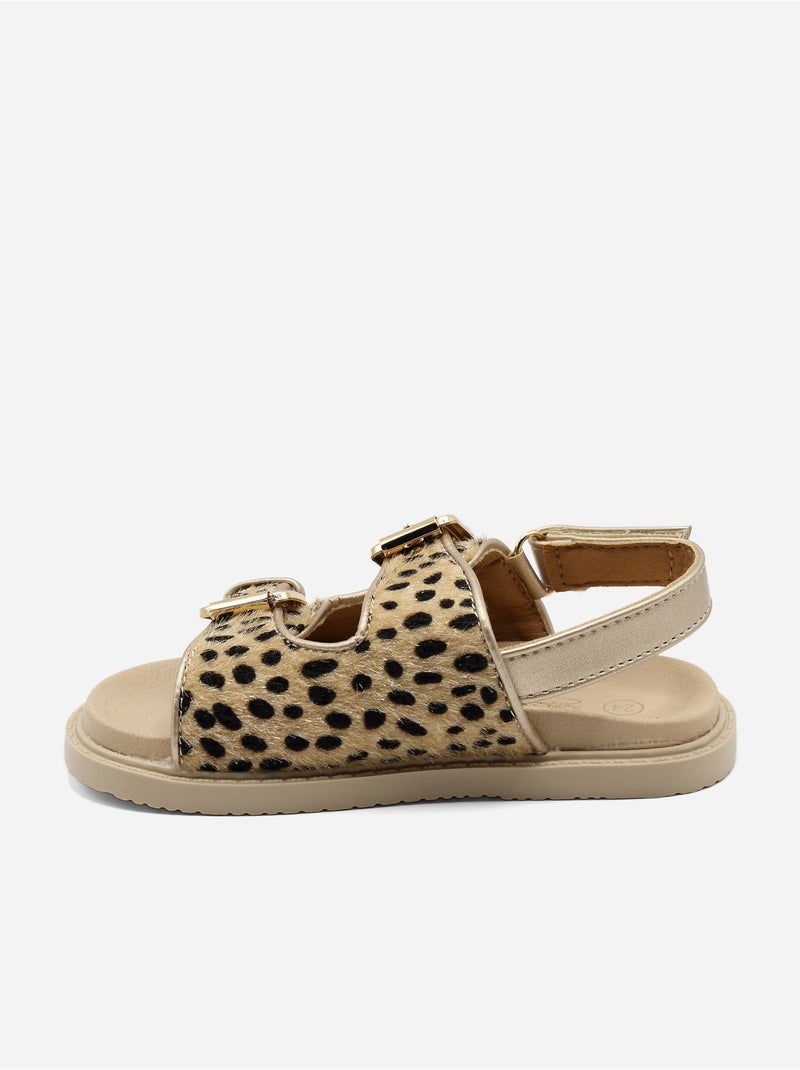 Sandalen met klittenband Beige/Zwart - Kiabi
