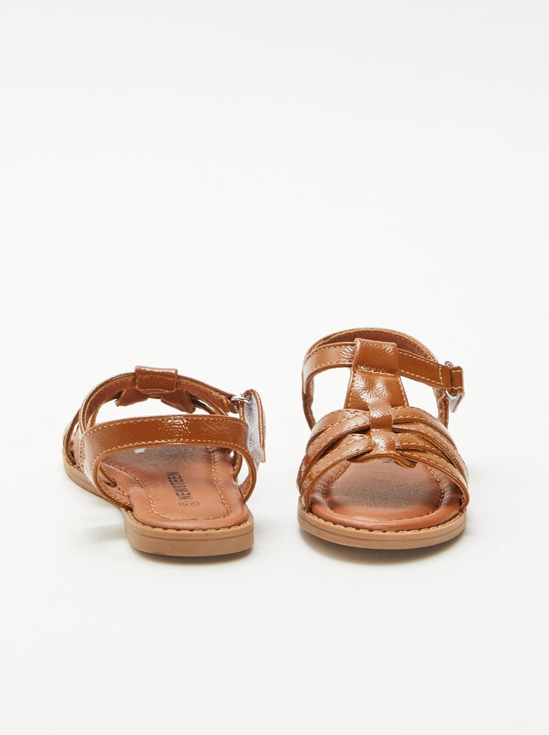 Sandalen met klittenband Bruin - Kiabi