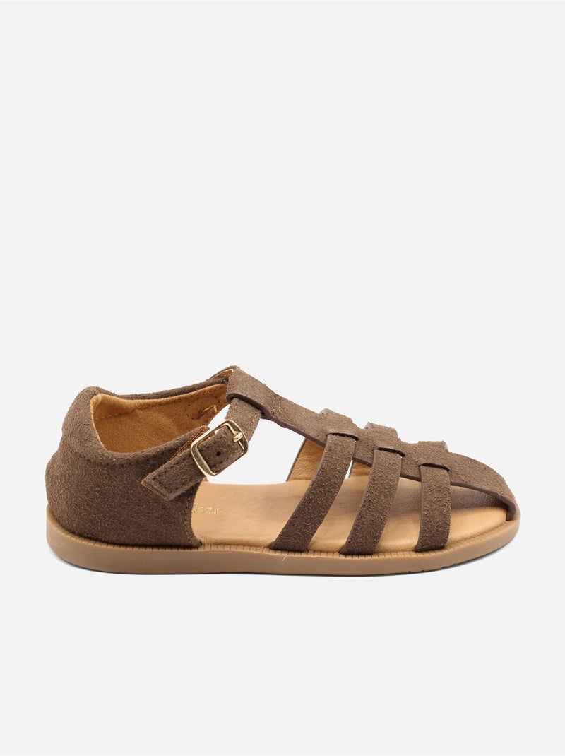 Sandalen met klittenband Bruin - Kiabi