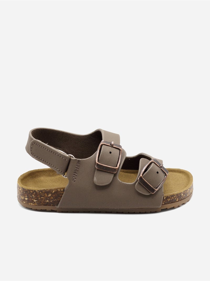 Sandalen met klittenband Bruin - Kiabi