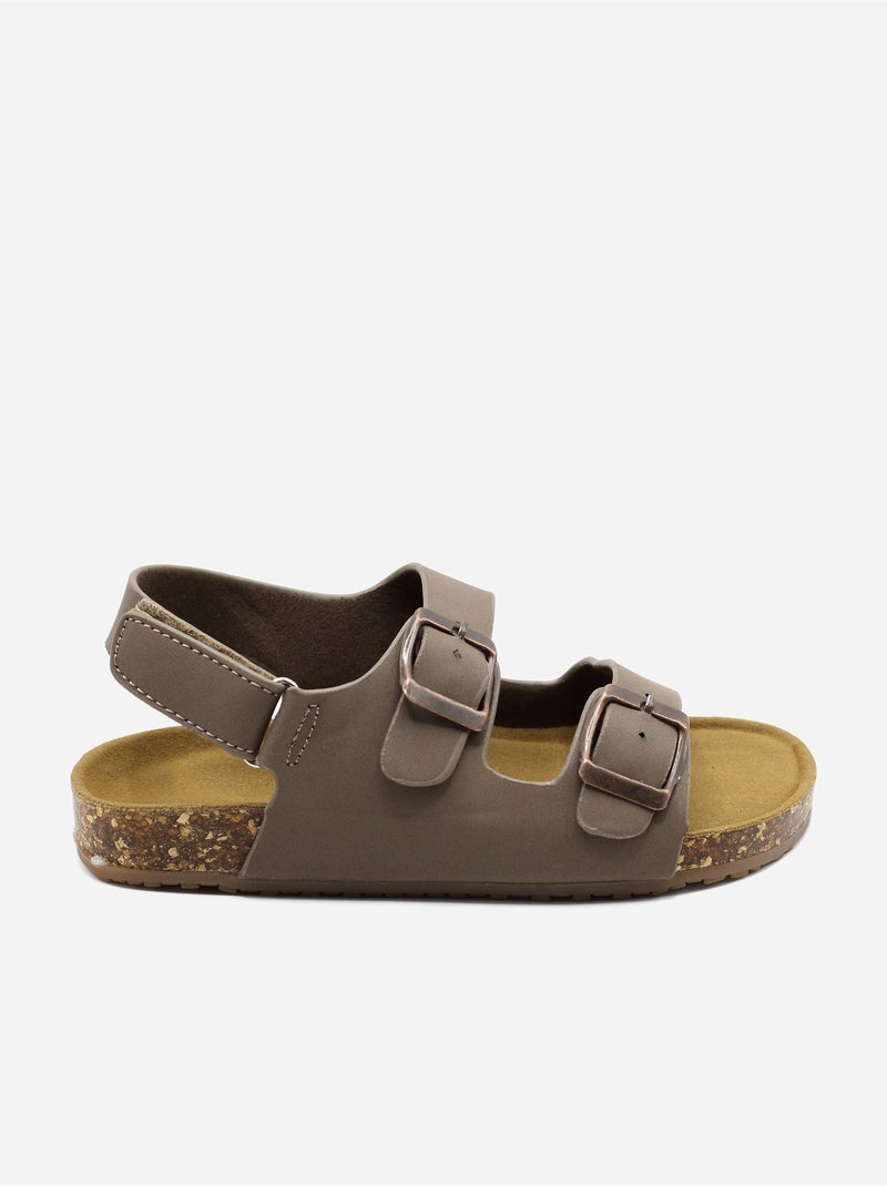 Sandalen met klittenband Bruin - Kiabi