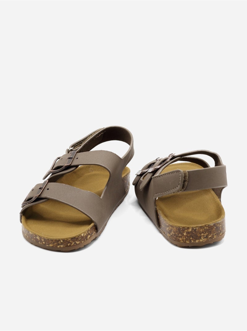 Sandalen met klittenband Bruin - Kiabi