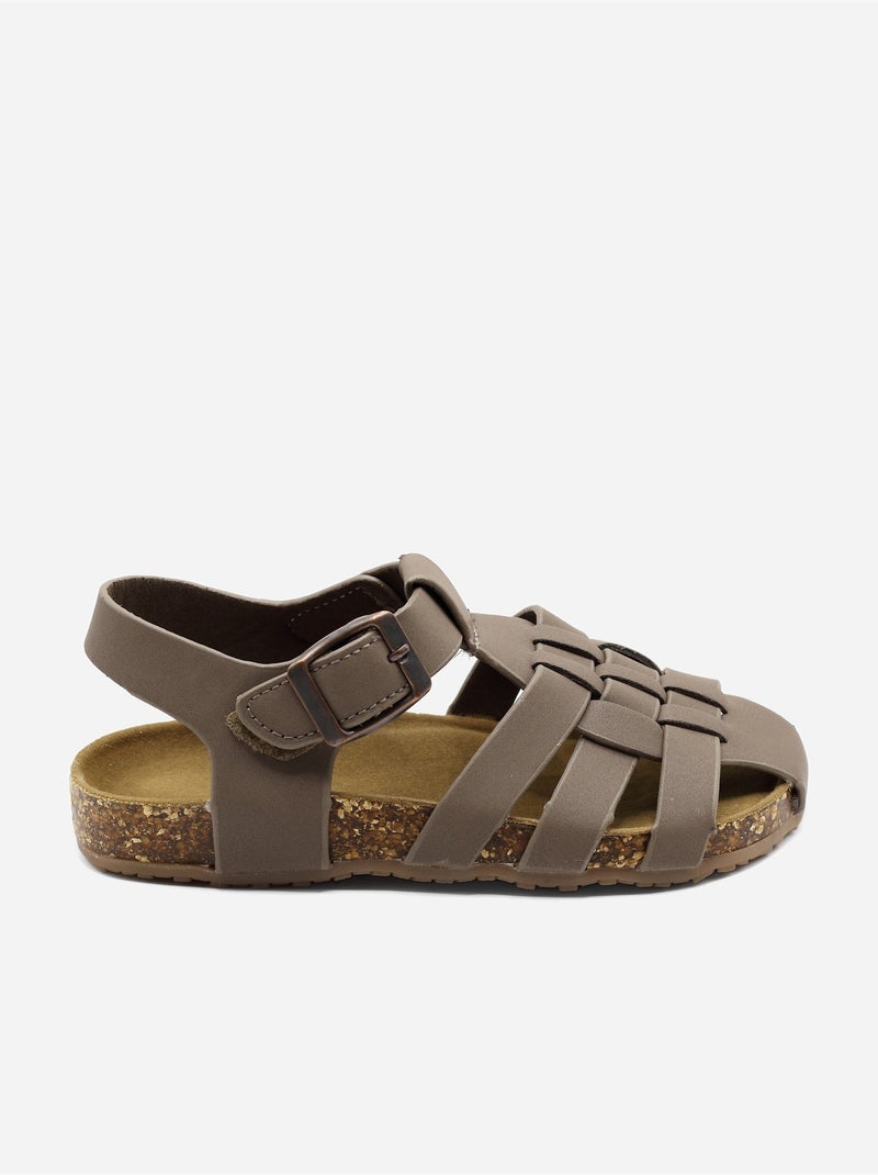 Sandalen met klittenband Bruin - Kiabi