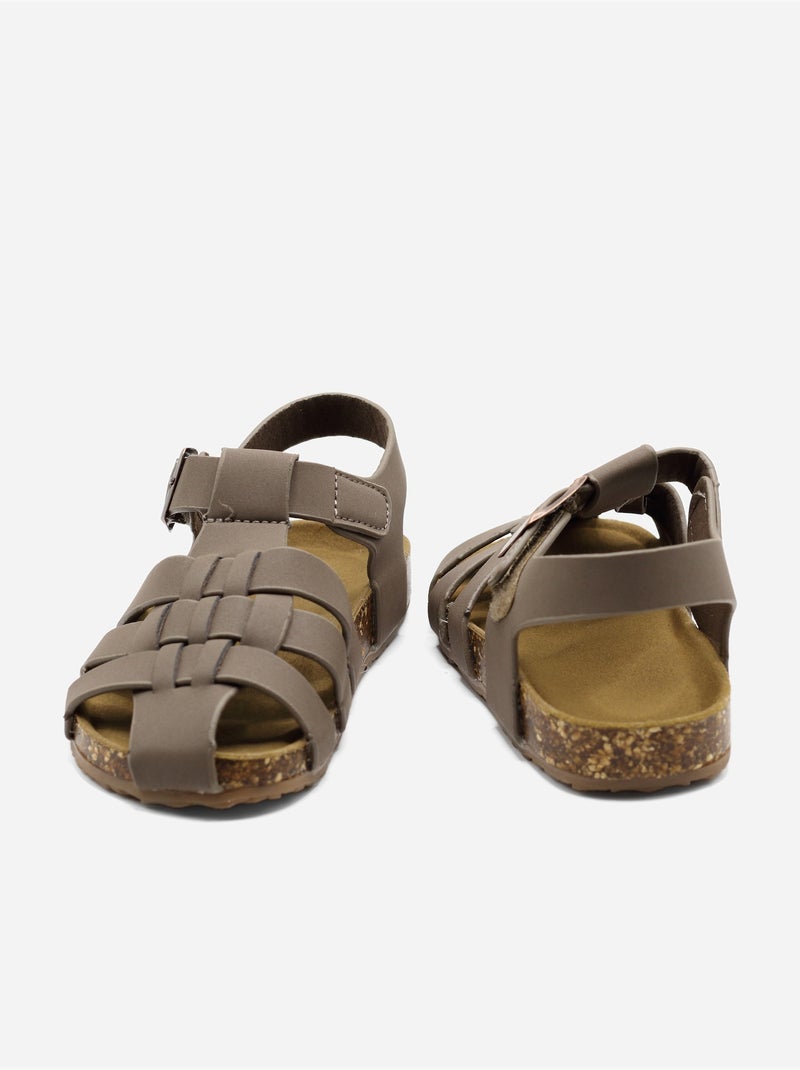 Sandalen met klittenband Bruin - Kiabi