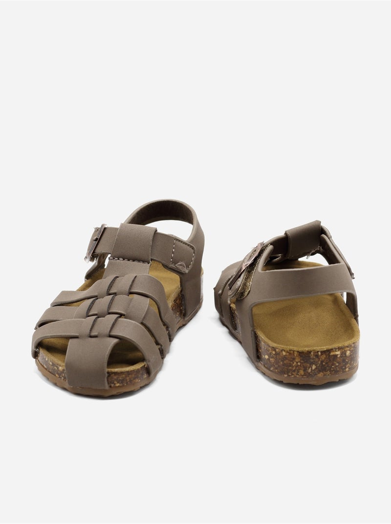 Sandalen met klittenband Bruin - Kiabi