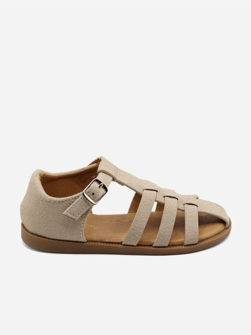 Sandalen met klittenband Crème - Kiabi