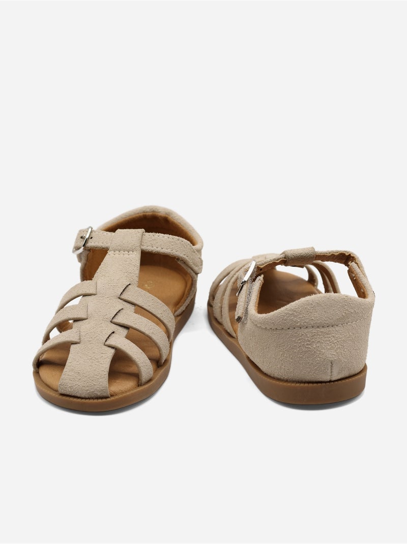 Sandalen met klittenband Crème - Kiabi