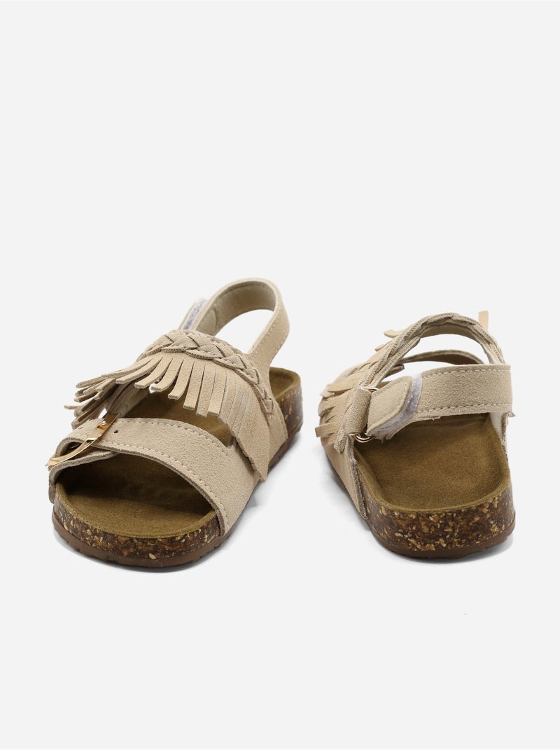 Sandalen met klittenband Crème - Kiabi