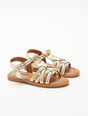 Sandalen met klittenband en gekruiste bandjes