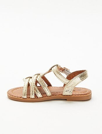 Sandalen met klittenband en gekruiste bandjes