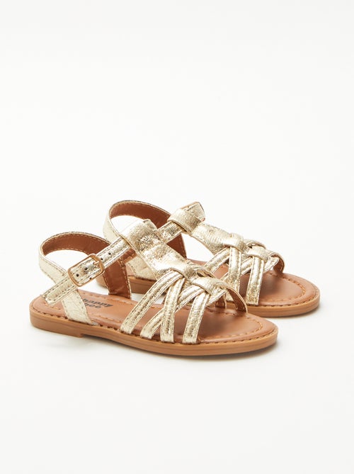 Sandalen met klittenband en gekruiste bandjes - Kiabi