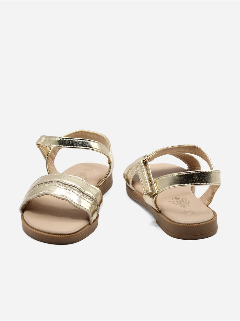 Sandalen met klittenband Goud/Goudkleurig - Kiabi
