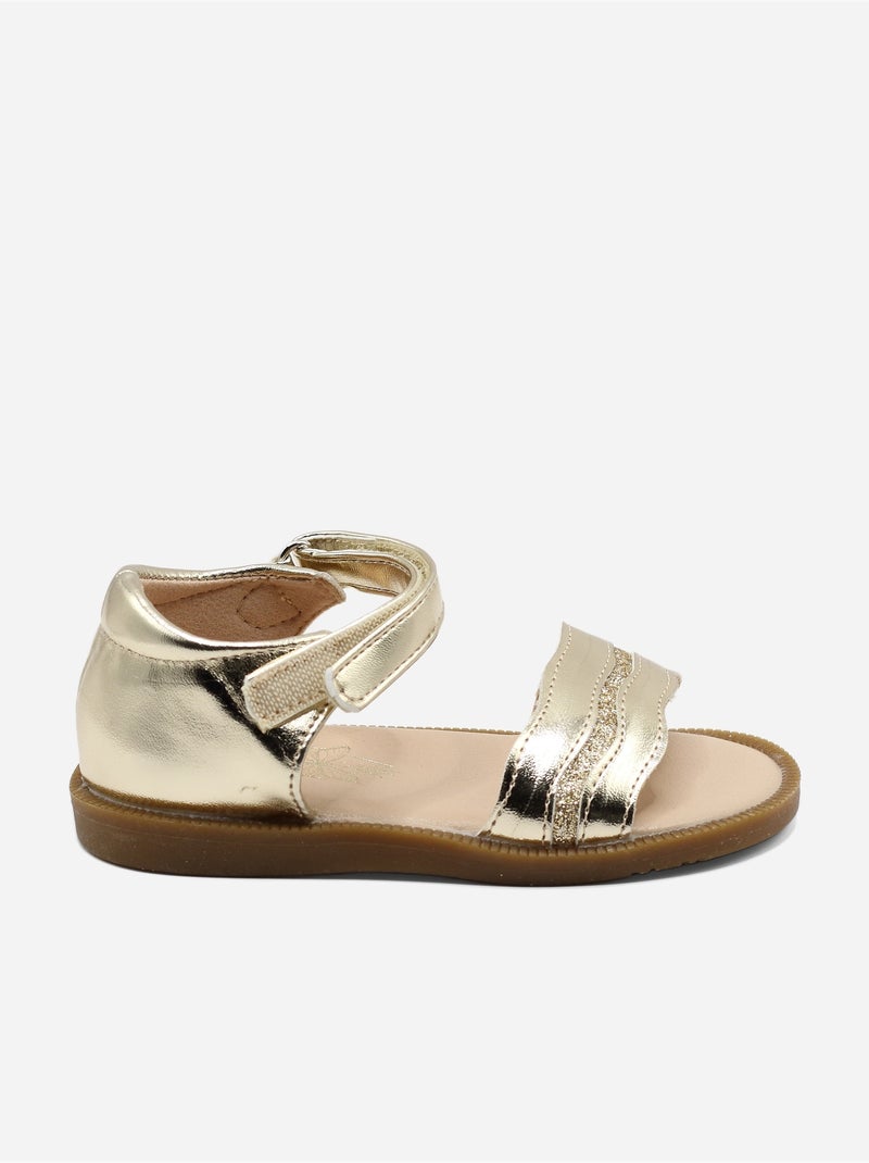 Sandalen met klittenband Goud/Goudkleurig - Kiabi