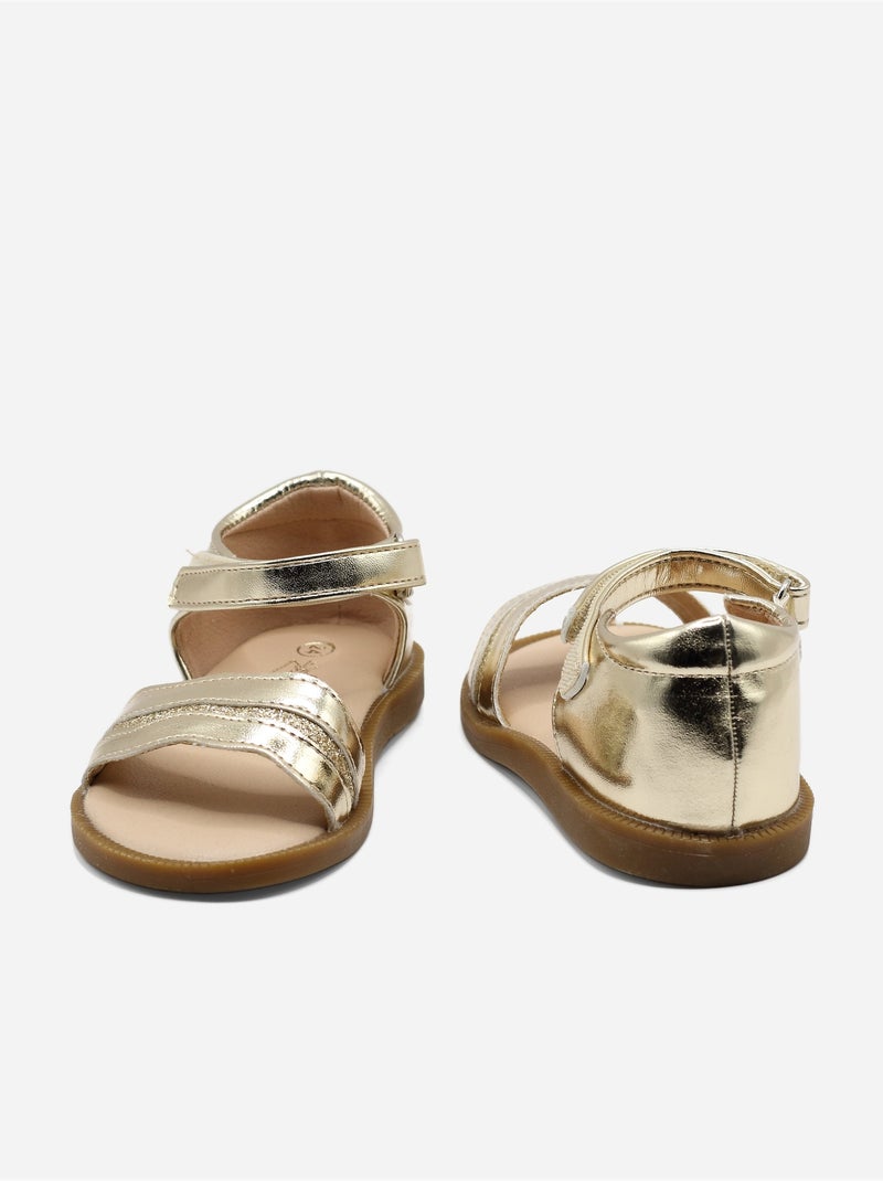 Sandalen met klittenband Goud/Goudkleurig - Kiabi