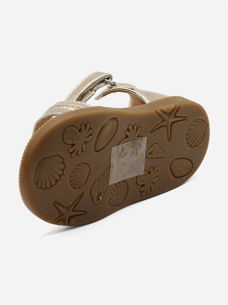 Sandalen met klittenband Goud/Goudkleurig - Kiabi